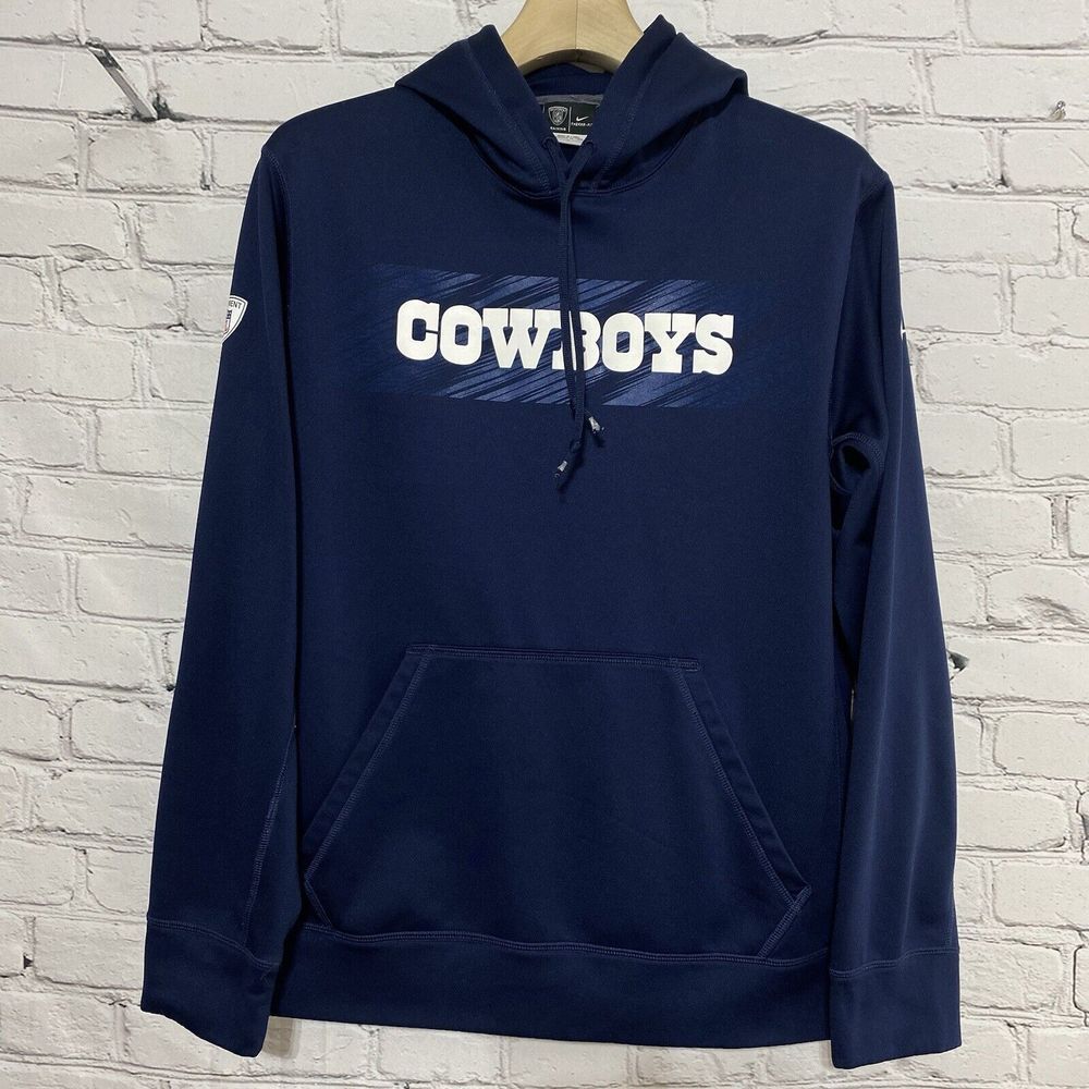 Dallas Cowboys Hoodie Nike Therma Fit Mens Size L Blue NFL Equipment Pullover